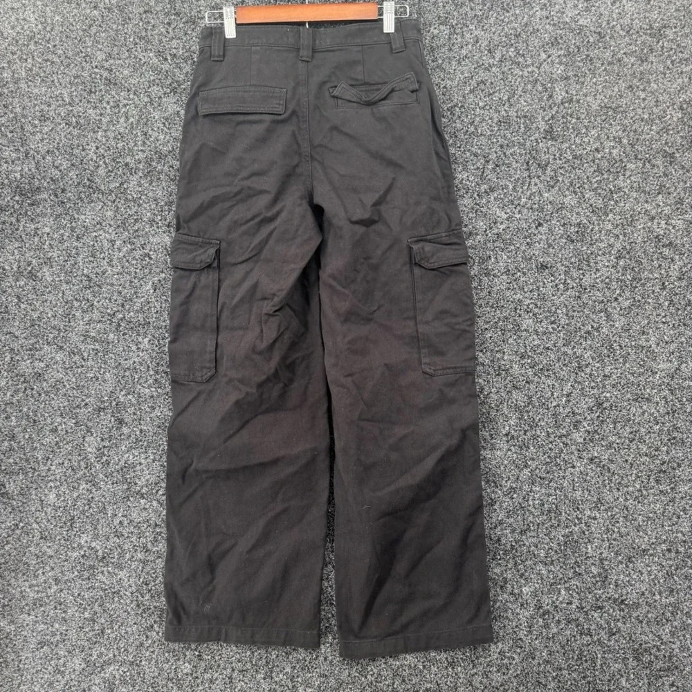 TNA Aritzia Black Cotton Wide Leg Cargo Pants Size 4 100729 SP23 Utility